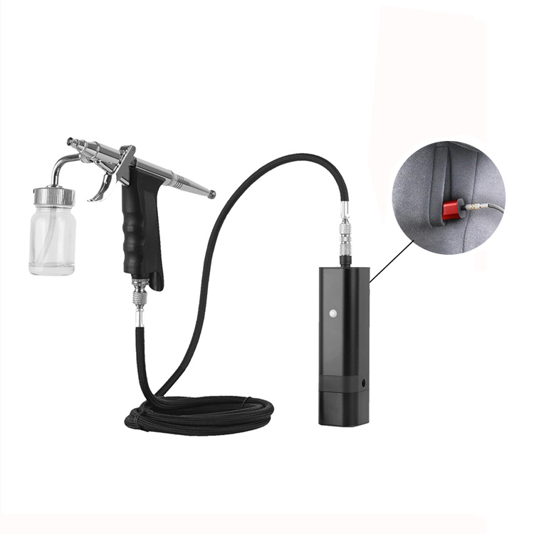 ຊຸດເຄື່ອງແຕ່ງໜ້າ Airbrush ໄຮ້ສາຍອັດຕະໂນມັດພ້ອມດ້ວຍຈອກອາຫານດ້ານຂ້າງ